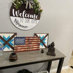 Rustic Wooden American Flag 10” X 18” Home Decor