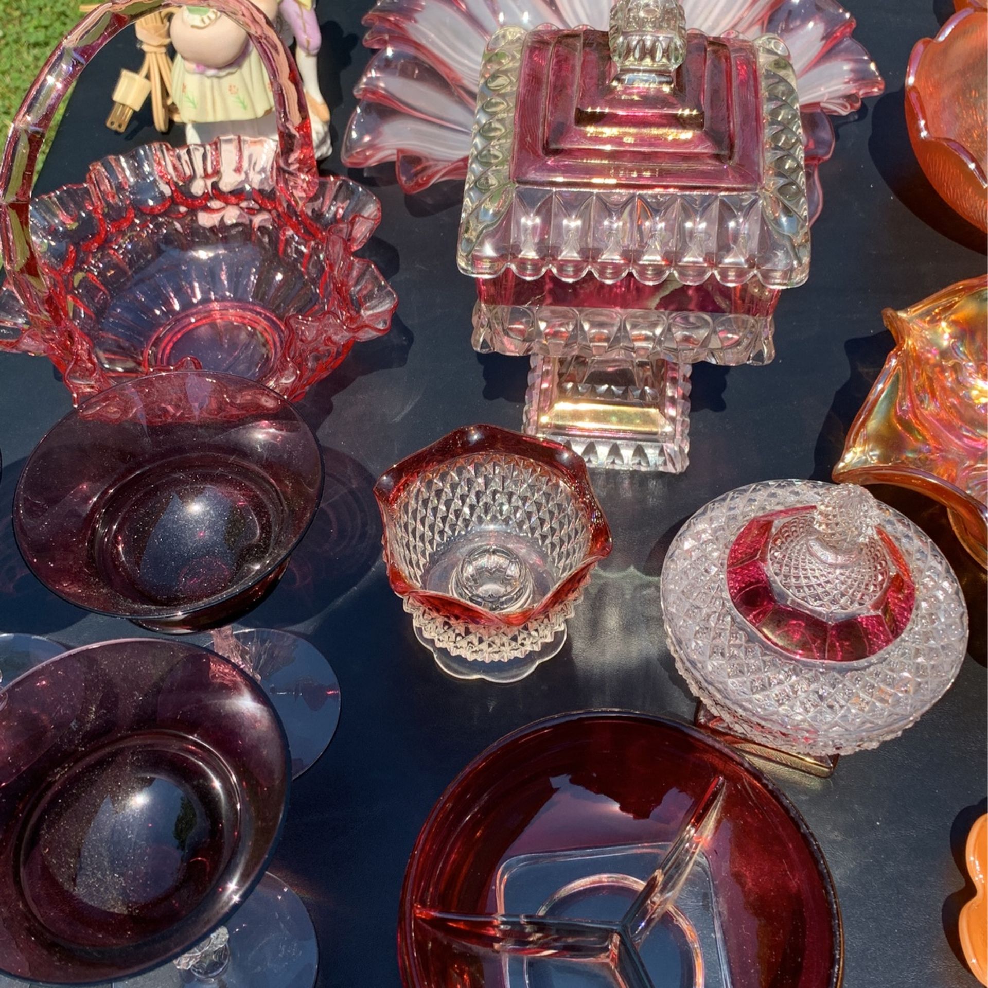 Vintage Carnival and Red Glass