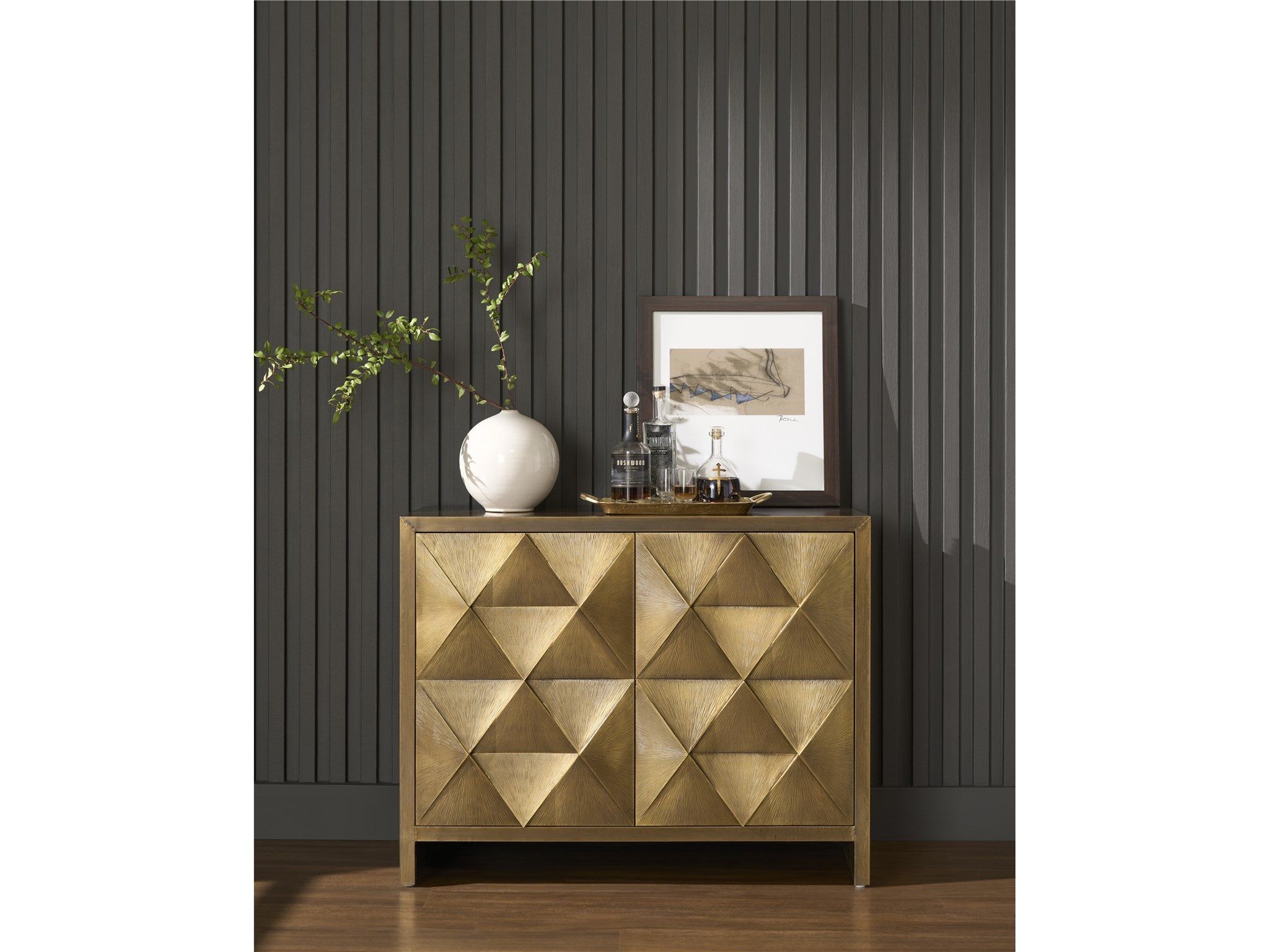 Origami Aged Gold Hall Chest