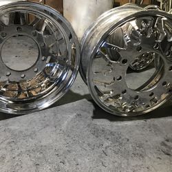 22x14 Front 22x8.25 Rear Alcoa Billet Forged Custom Cut Design Full Polish 