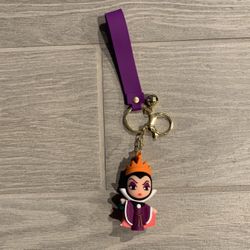 Disney Evil Queen Silicone Keychain Maleficent Villain Figure Cruella Kids Bag Keyring Pendant