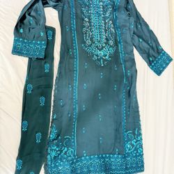 Salwarkhaneez In Blue Color 