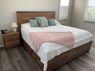 King Bed Frame, Mattress & Nightstands