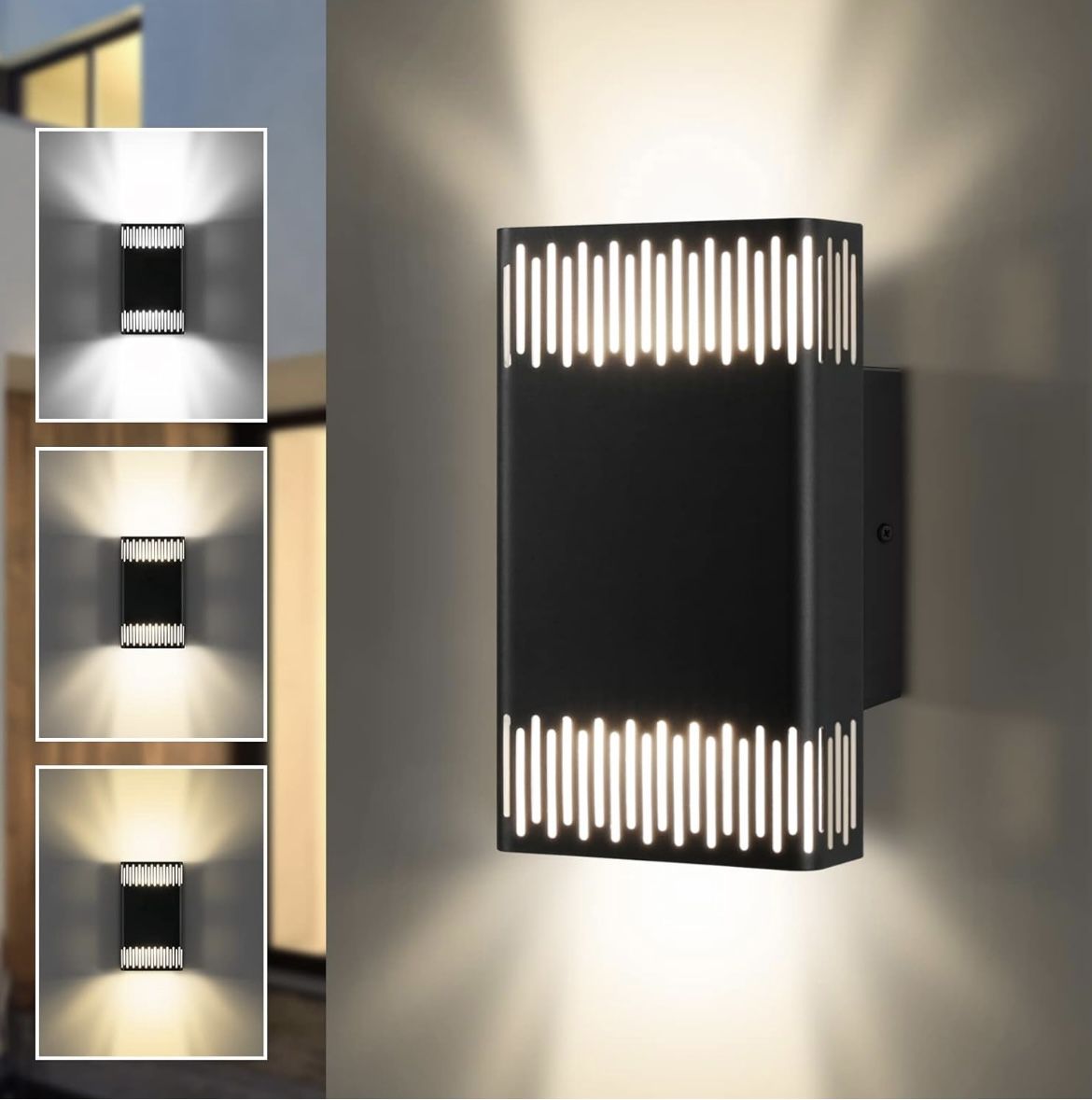 OYKYOHEI LED Outdoor Wall Light, Modern Tunable White 3000K-5000K Up and Down Exterior Light Fixture,