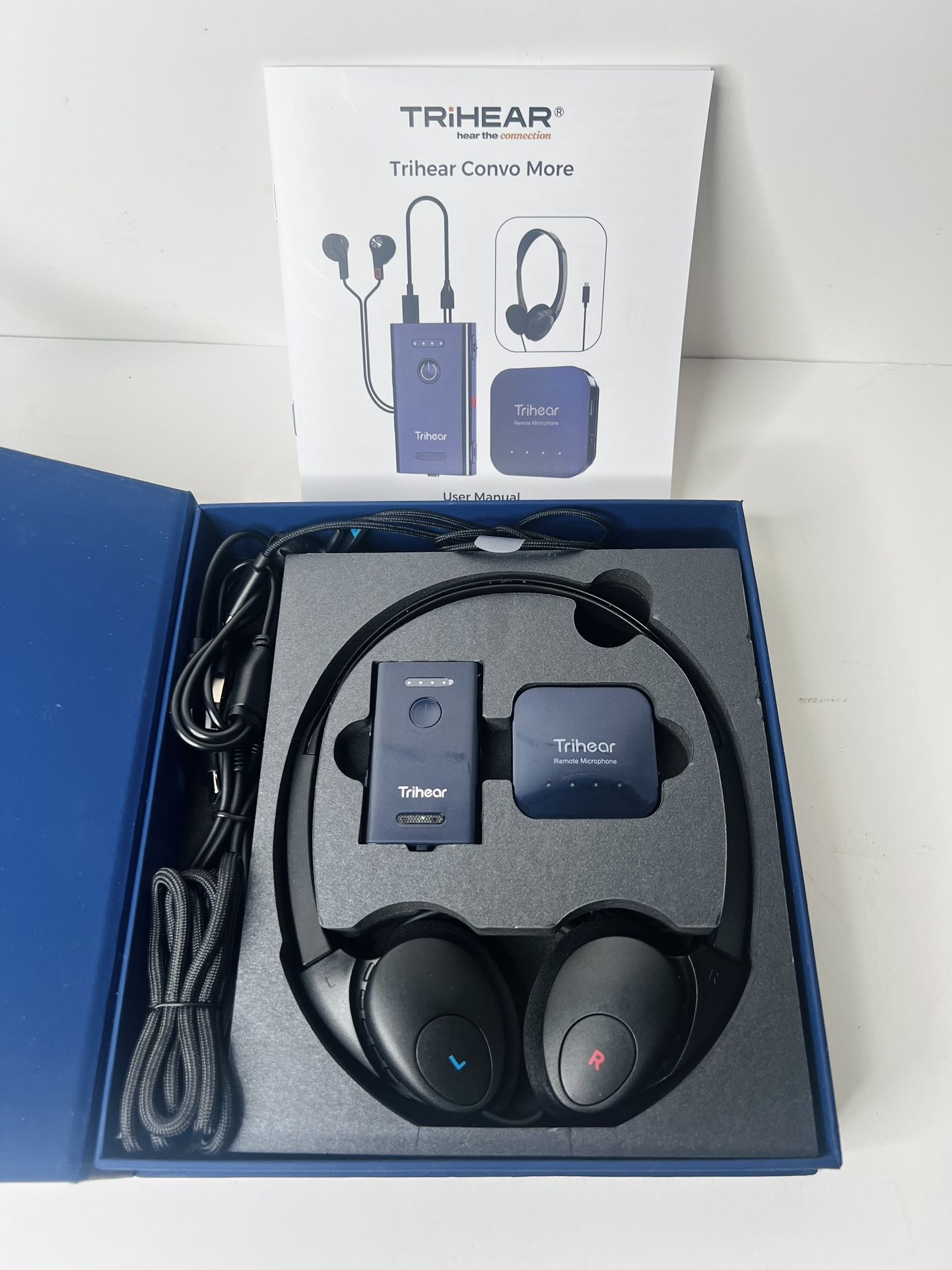 Trihear Convo More Hearing Amplifier w/ Remote Mic and Headphones