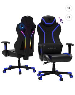 GTRACING LUFT-600 Gaming Chair with Bluetooth Speakers and LED Lighting, Blue