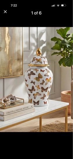 Decorative butterfly jar with lid