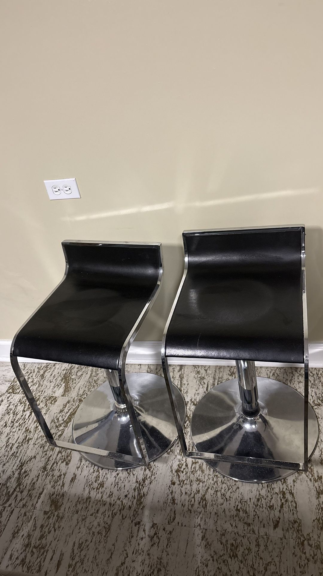 Retro Bar Stools- Black And Chrome adjustable height