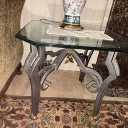 Classy End Tables Set Of 2. Light Iron And Glass 