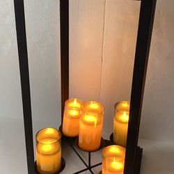 Black Steel Rustic Style 5 Candle Lantern Chandelier 25 1/2” High (Candles Not Included)