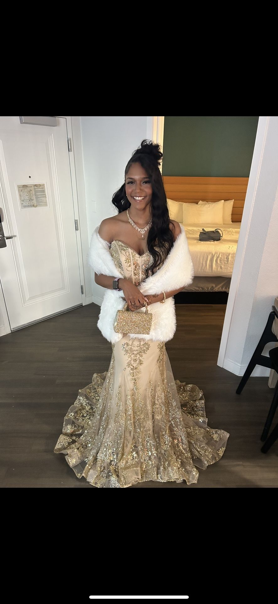 gold prom dress size 4