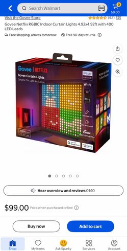 Govee Netflix RGBIC Indoor Curtain Lights 4.92x4.92ft with 400 LED Leads