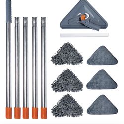 Katta USA Wall Cleaning Mop with Long Handle, Versatile 360-Degree Rotating Triangular Microfiber Mop