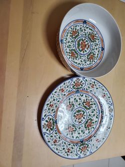 Vintage Imari Blossoms pattern salad dish and chop plate/ platter by Georges Briard