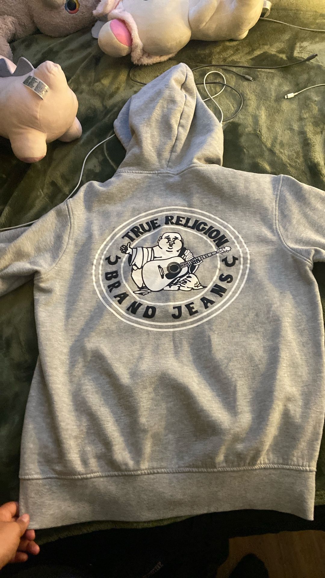 True religion grey hoodie size medium