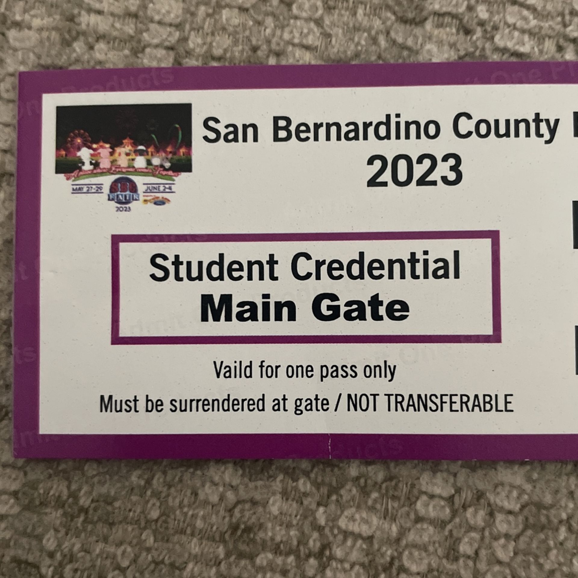 San Bernardino fair ticket