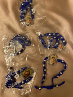 Cord one Decade Bracelet Rosary Blue our Lady of Guadalupe with Pope John II or Green Cord Rosary with our Lady of Guadalupe Bracelet $5 Each