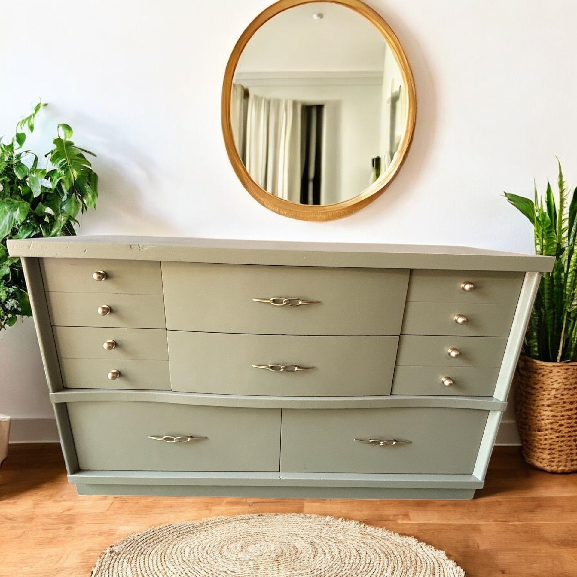 Vintage MCM Green Dresser