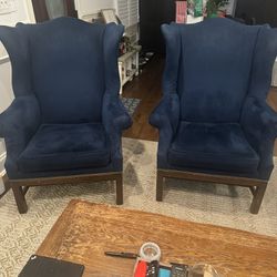 Blue Velvet  Wingback Chair 