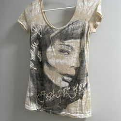 shirt with rhinestones sheer size medium 