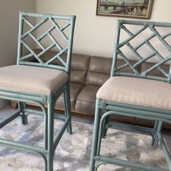 2 Coastal Bamboo Counter Stools