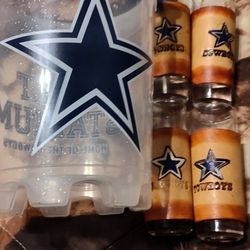 Dallas Cowboys Snack Bucket With 4 Shot Glasses 