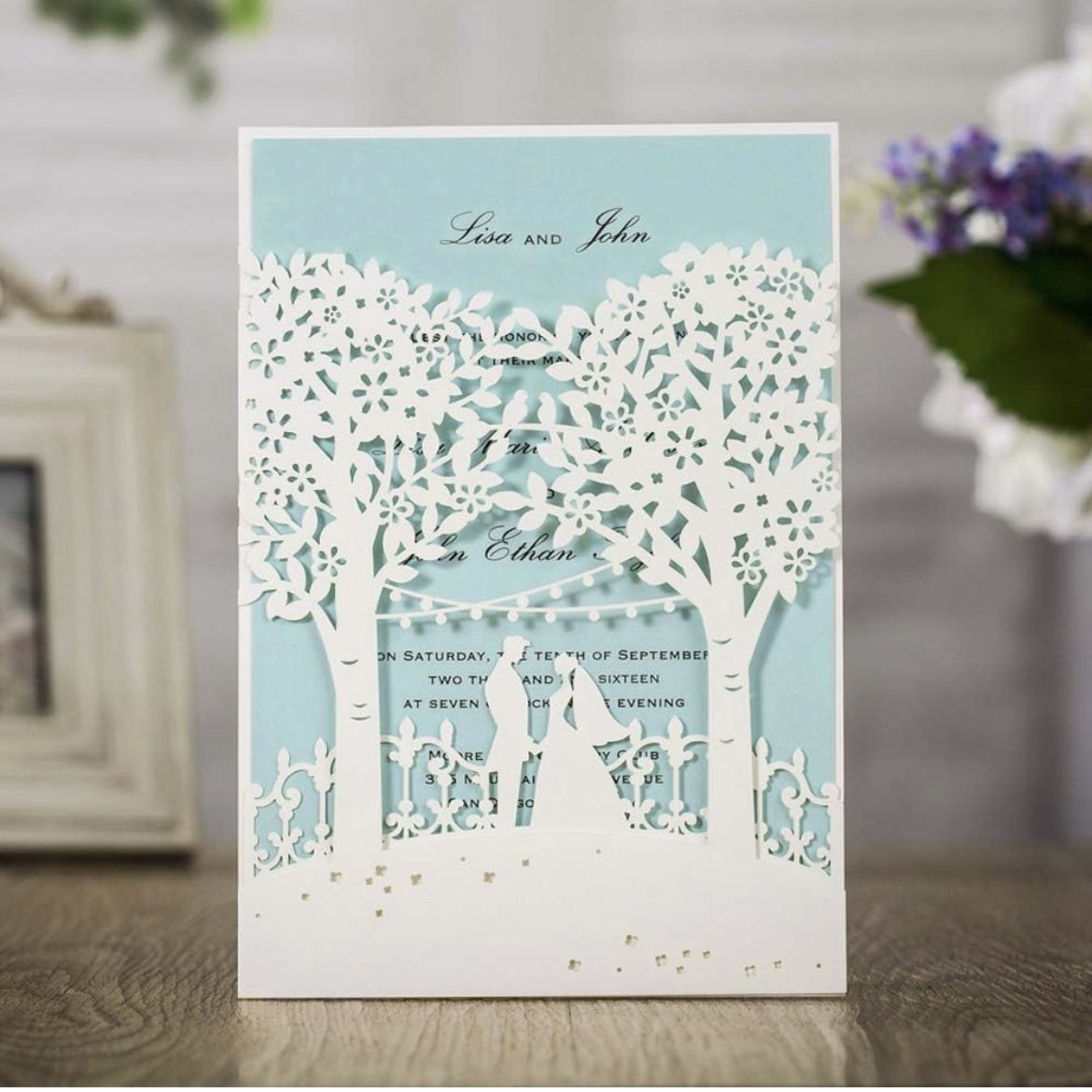 48 Laser Cut Tree Wedding Invitation Kit