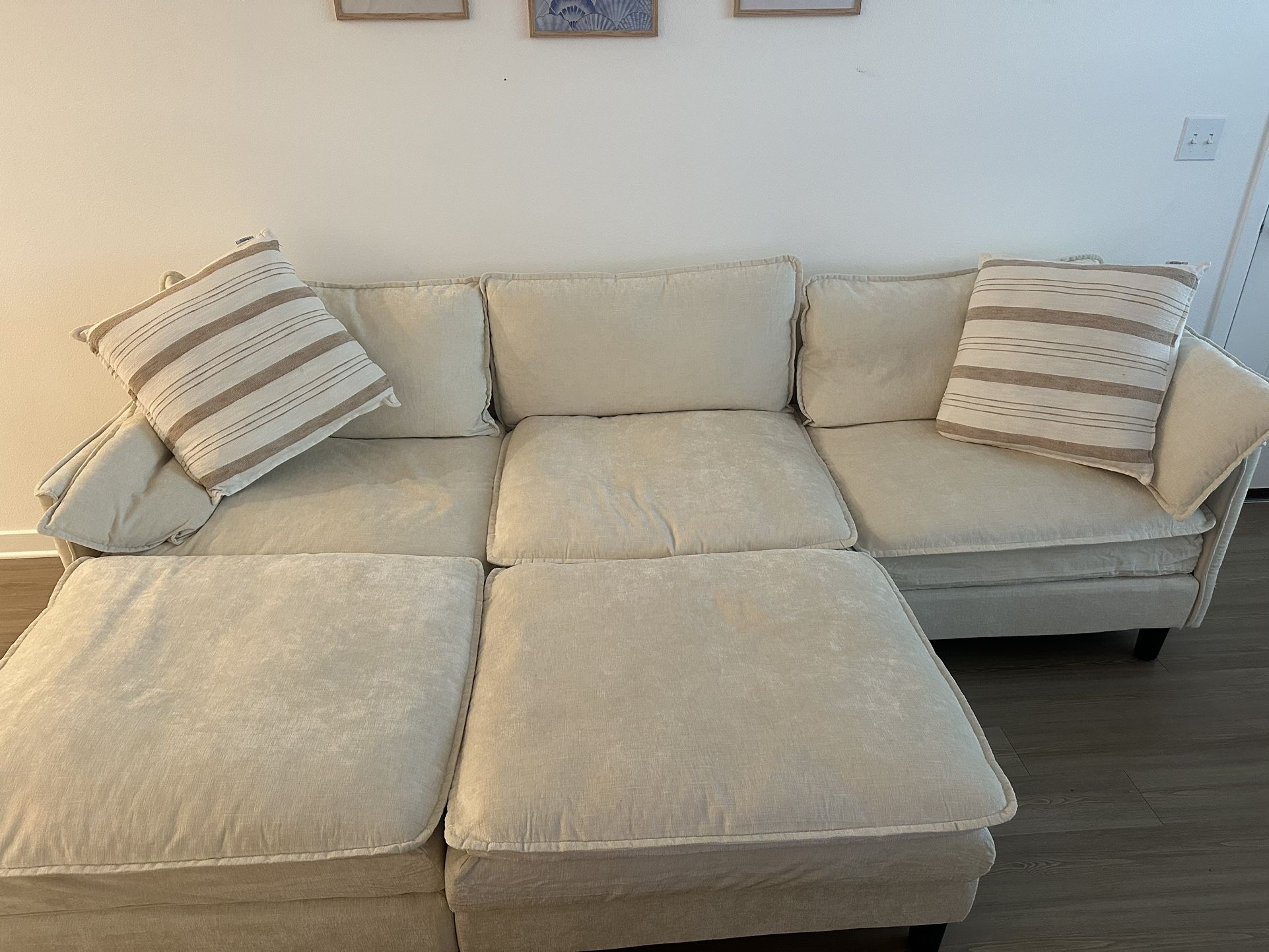 Chenille 5 Piece Modular Couch 