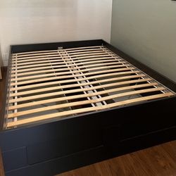 IKEA Brimnes Queen Bed with 4 Storage Drawers