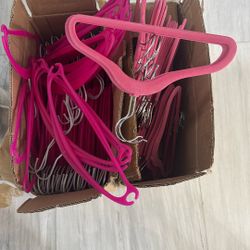 Kids Pink Plastic And Felt Hangers 