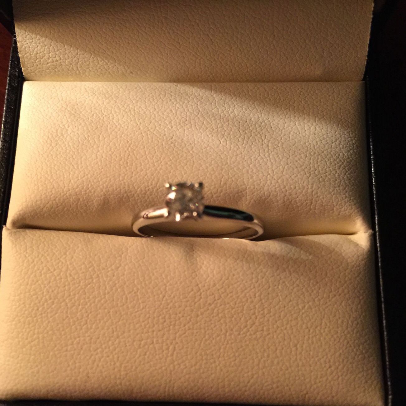 1/2 KT solitaire diamond ring 14 K white gold