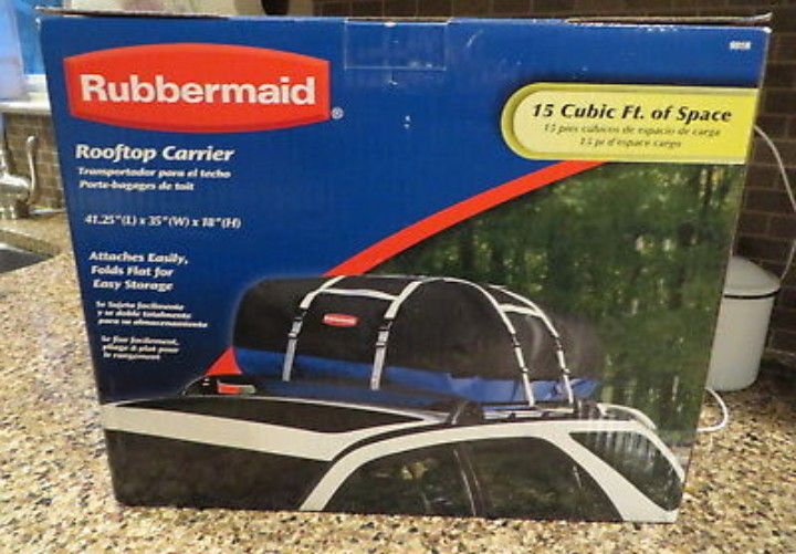 Used Rubbermaid 901r vehicle roof rack rooftop carrier, 15 cu ft cargo space rubbermaid rooftop carrier