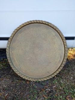 HUGE 40" Brass Tray - India - Antique 