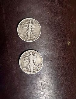 Two silver Liberty Half dollars $30