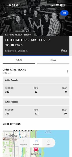 Foo Fighter Tickets Saturday 8th 5:30pm
