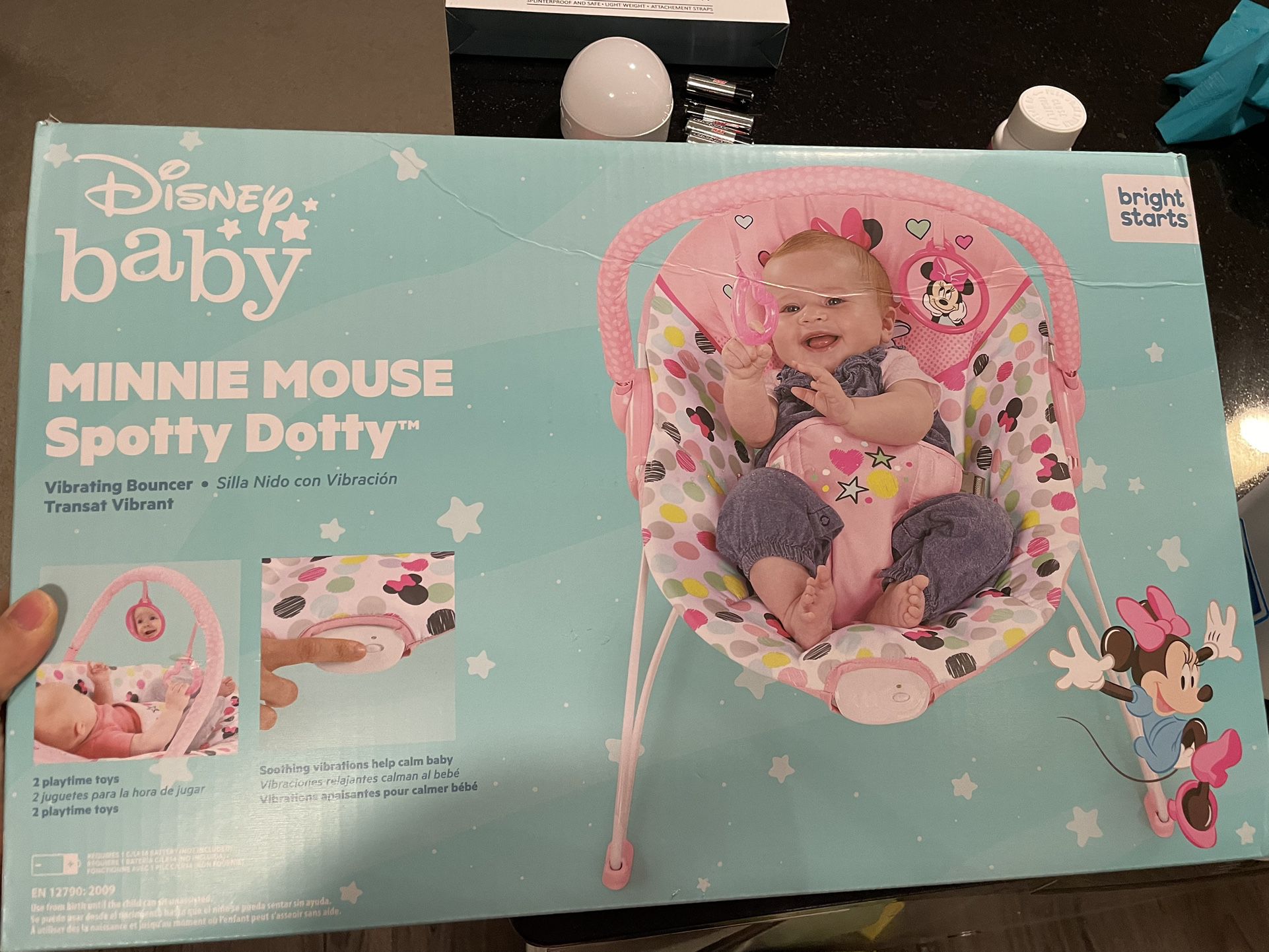 Bright Starts Disney Baby Minnie Mouse Baby Bouncer Soothing Vibrations