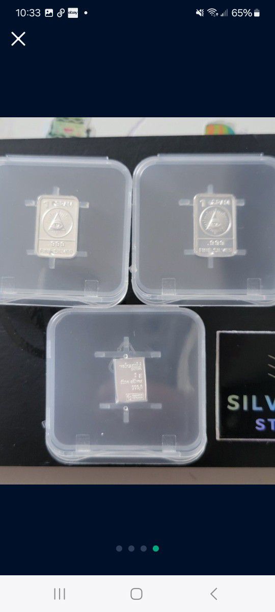 3g Fine Silver Lot 2x Illuminati Bars + 1g Valcambi Silver Bar