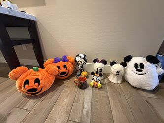 Disney Mickey and Minnie Home decor Halloween pillows cookie jars