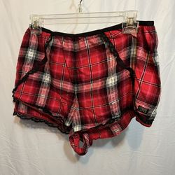 Victoria's Secret red and pink plaid pajama shorts sleep shorts size XL Glitter 