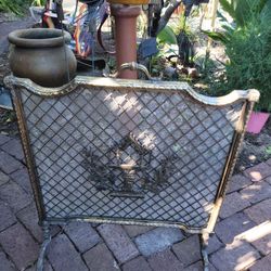 Antique Maitland Smith fireplace screen solid brass very very heavy around 75 pounds