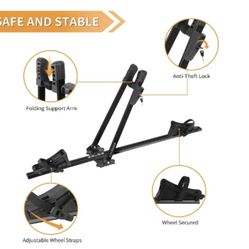 NEW Bike Roof Rack Mount Lightweight Aluminum Bicycle Carrier with Secure Locking Foldable Upright Rooftop Bike Rack 1 Bike Carrier for Car SUV Black 