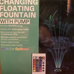 BNIB Color Changing, Floating Fountain With Pump and Remote
