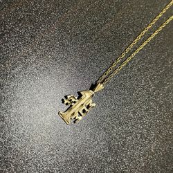 14K Gold #1Mom Chain And Charm 