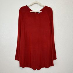 Joan Vass Cashmere Blend Red Tunic Sweater