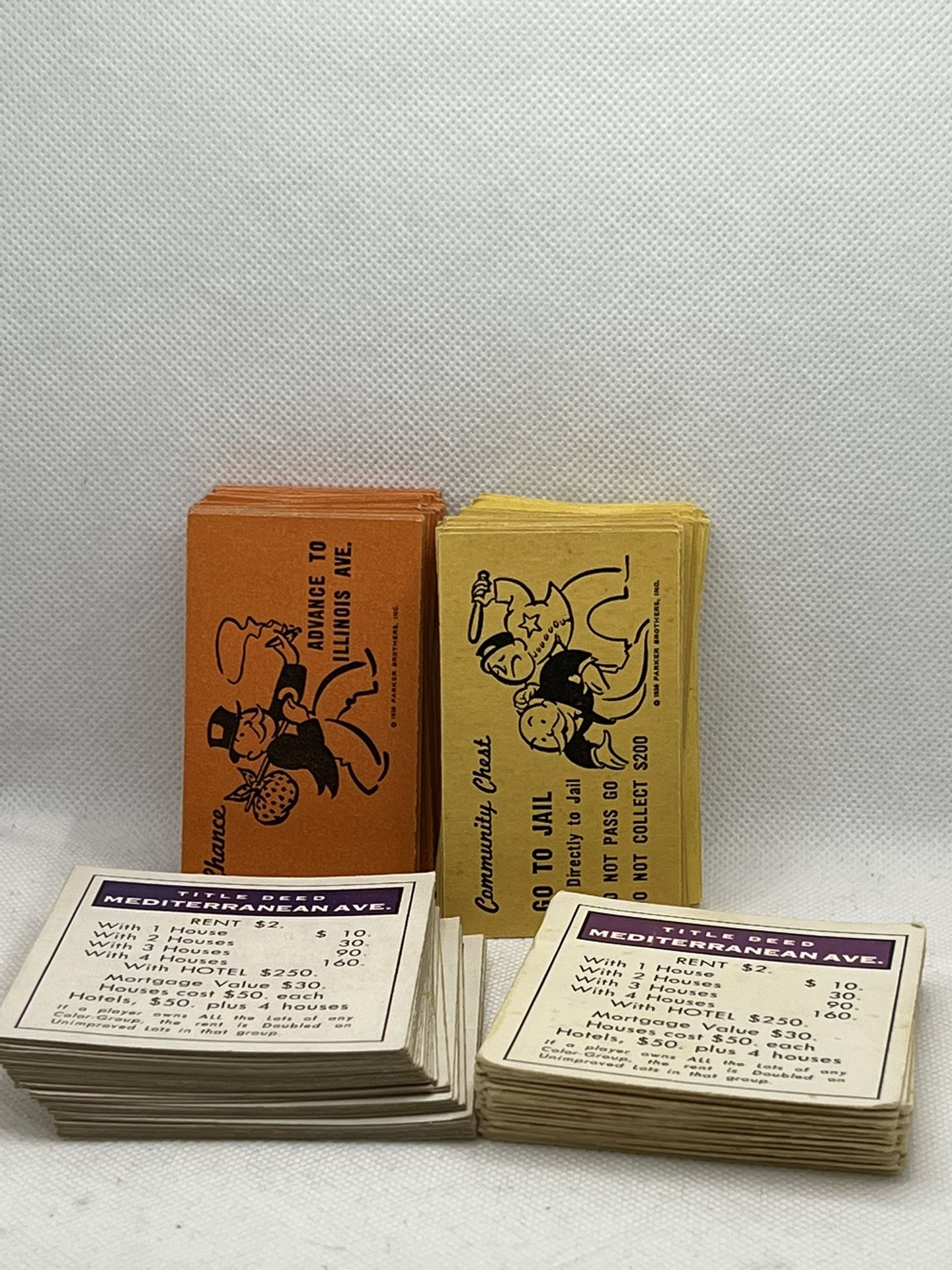 Vintage 1961 Monopoly REPLACEMENT 30 CHANCE 31 COMMUNITY CHEST CARDS PROPERTIES