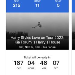 Harry Styles Ticket to HSLOT 2022 11/12/22 