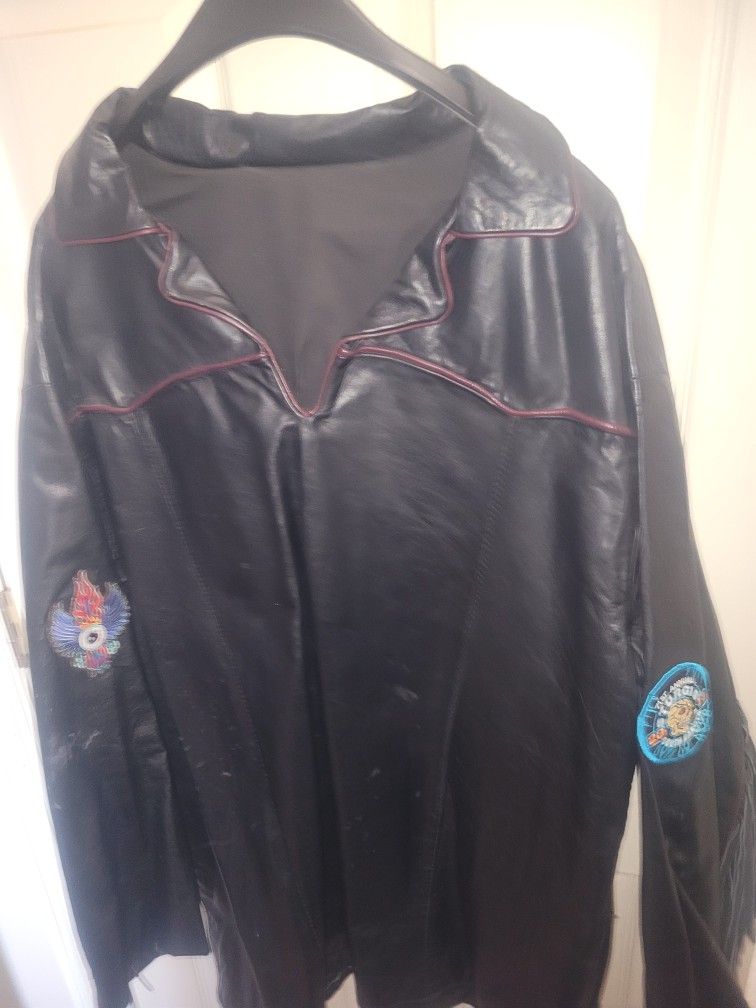 Leather Pull Over Shirt Mens Xl