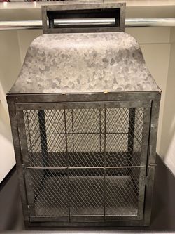 Large Galvanized Metal Decorative Lantern Cage – Farmhouse Industrial Decor