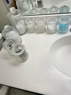 Glass Bathroom Apothecary Jar Set (7 Pieces) – Modern Storage