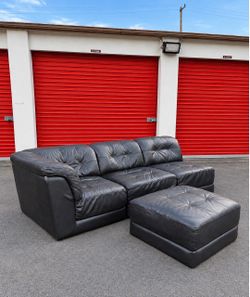 Leather sectional couch with ottoman FREE DELIVERY